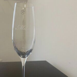 Tiffany Champagne Flute X1 Crystal Glass: Engraved "Milo"